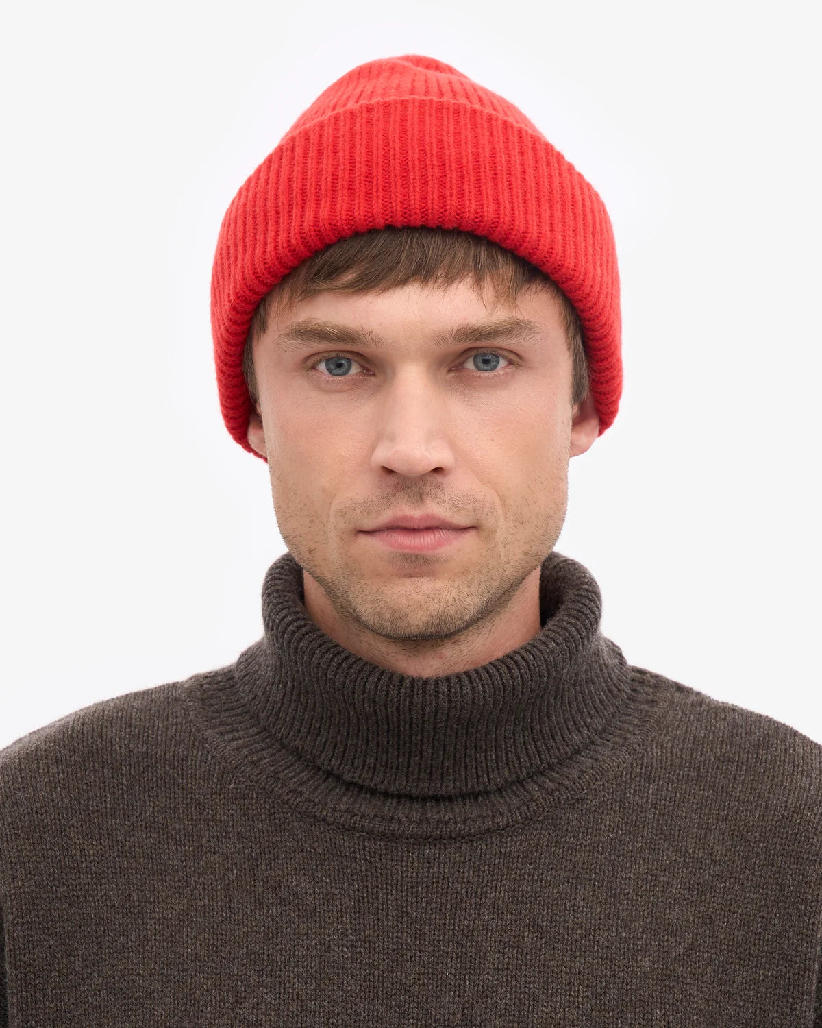 MERINO WOOL HAT, RED TNAGERINE