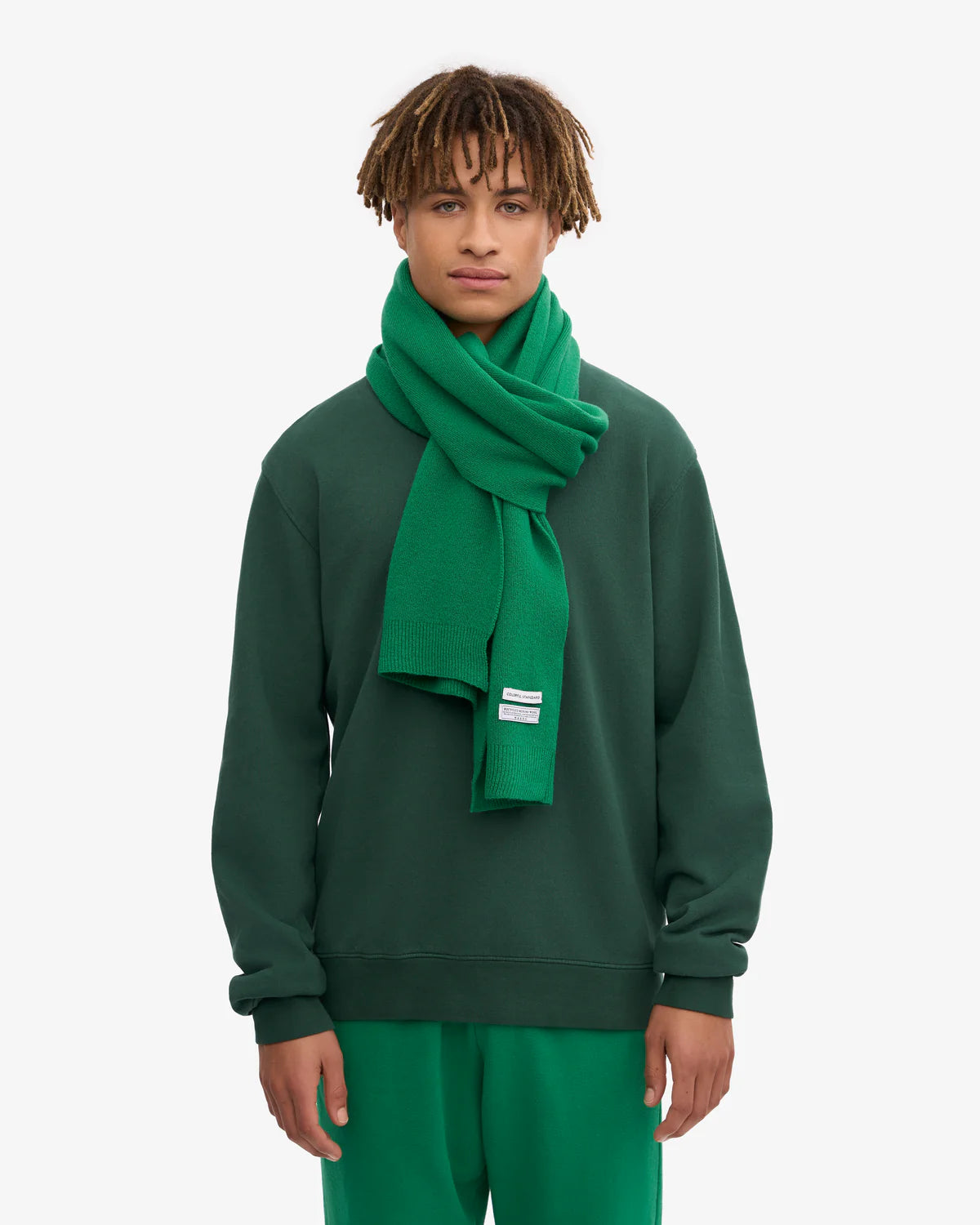 MERINO WOOL SCARF, KELLY GREEN