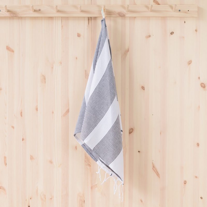 POUTA HAMAM - HAND TOWEL, BLACK AND WHITE