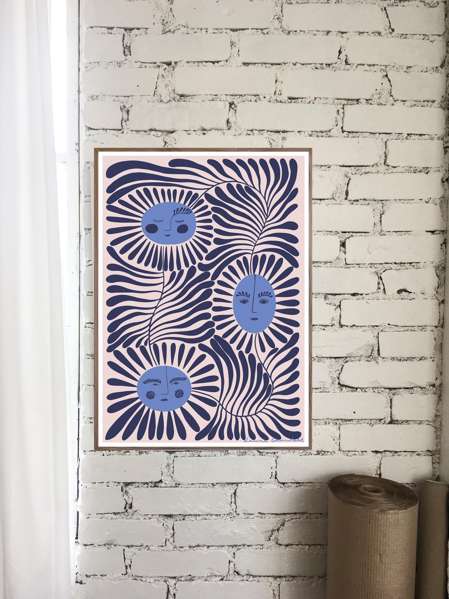 WIR SIND FÜR SIE DA BLAUES KUNSTPOSTER