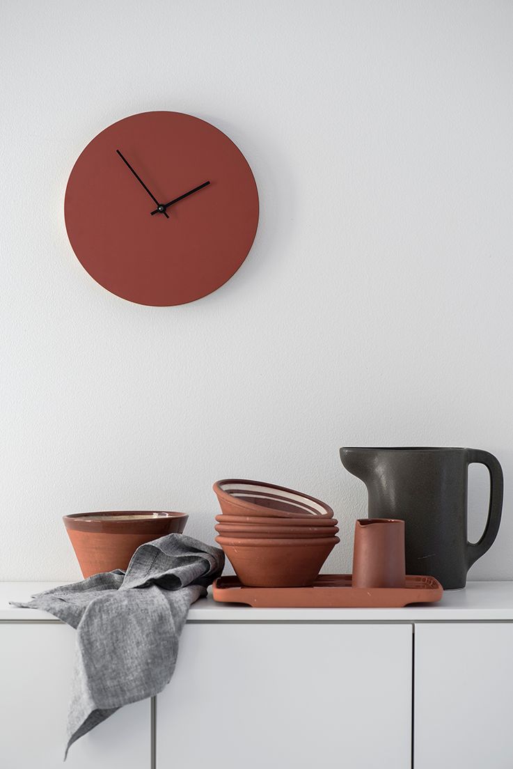 DISC WALL CLOCK, BRICK
