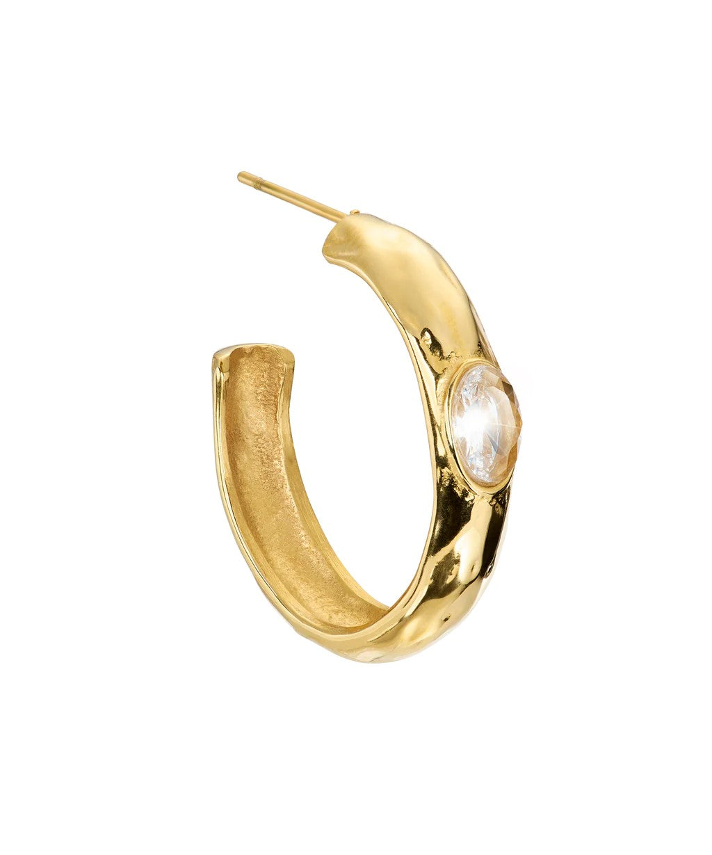 HOOP WITH STONE, GOLD