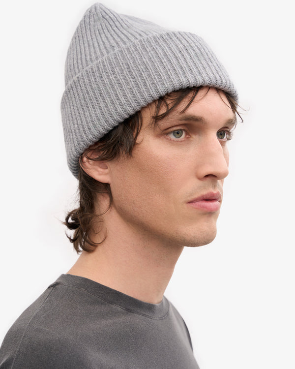 MERINO WOOL HAT, HEATHER GREY