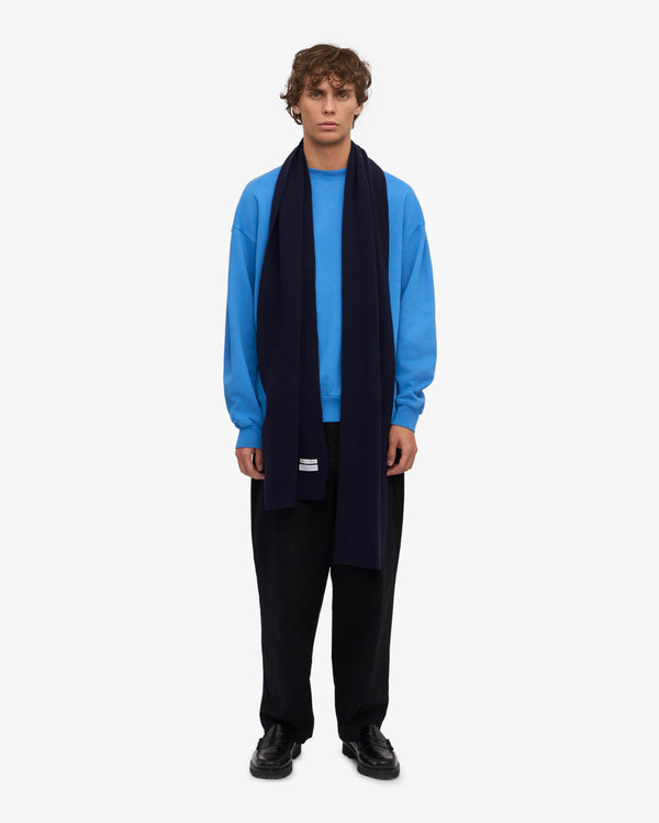 MERINO WOOL SCARF, NAVY BLUE