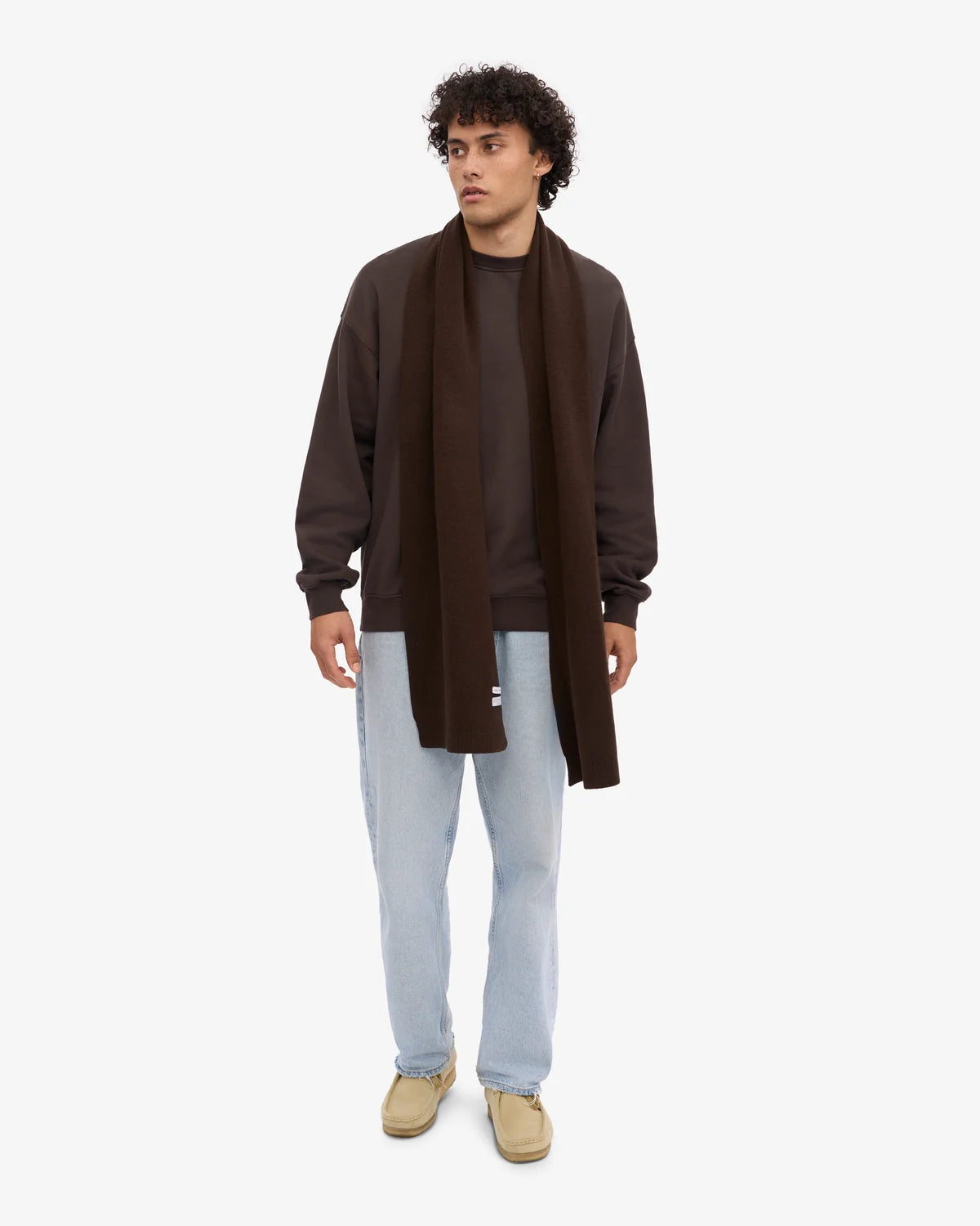 MERINO WOOL SCARF, COFFEE BROWN
