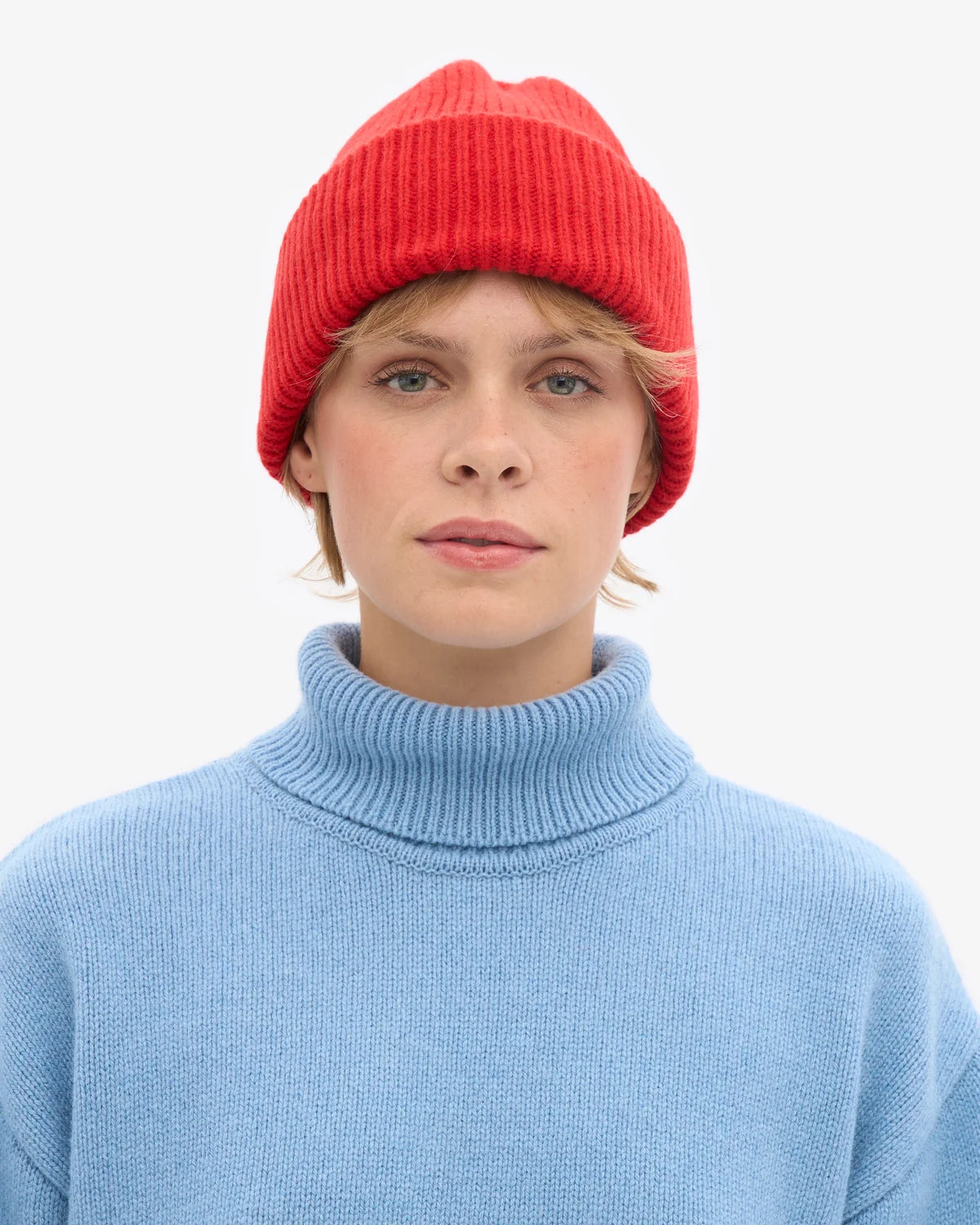 MERINO WOOL HAT, RED TNAGERINE