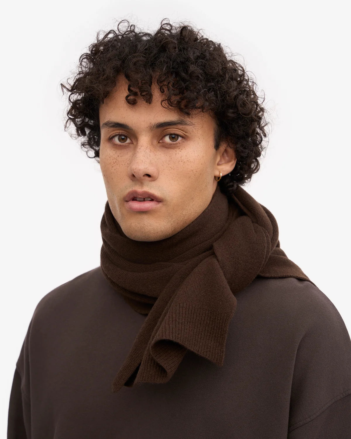 MERINO WOOL SCARF, COFFEE BROWN