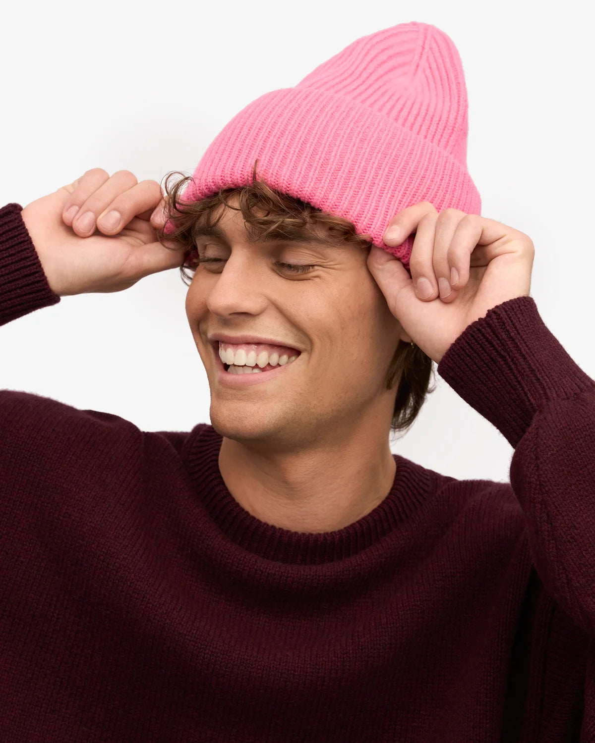 MERINO WOOL HAT, BUBBLEGUM