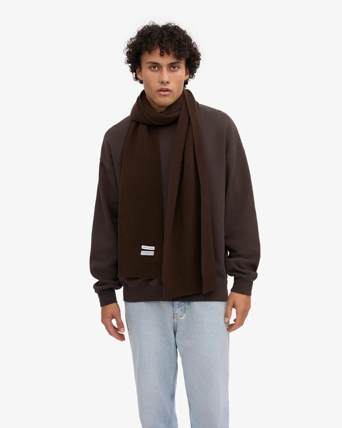 MERINO WOOL SCARF, COFFEE BROWN
