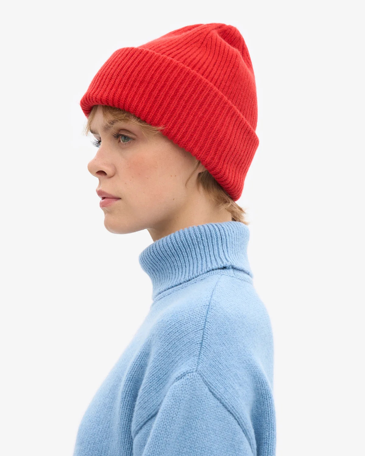 MERINO WOOL HAT, RED TNAGERINE