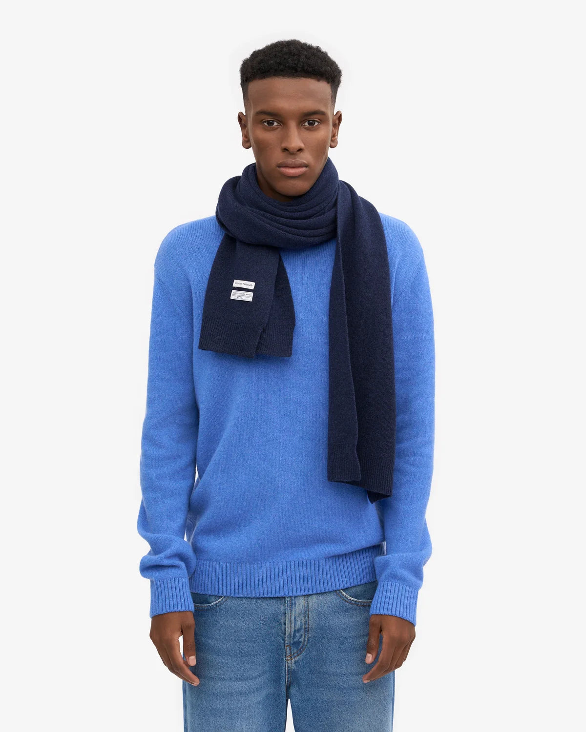 MERINO WOOL SCARF, MARINE BLUE