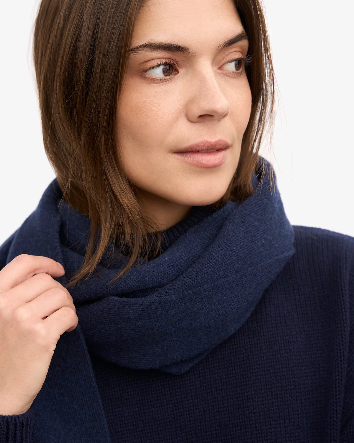 MERINO WOOL SCARF, MARINE BLUE