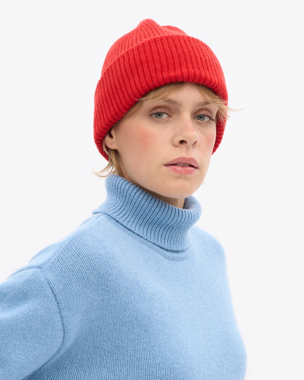 MERINO WOOL HAT, RED TNAGERINE