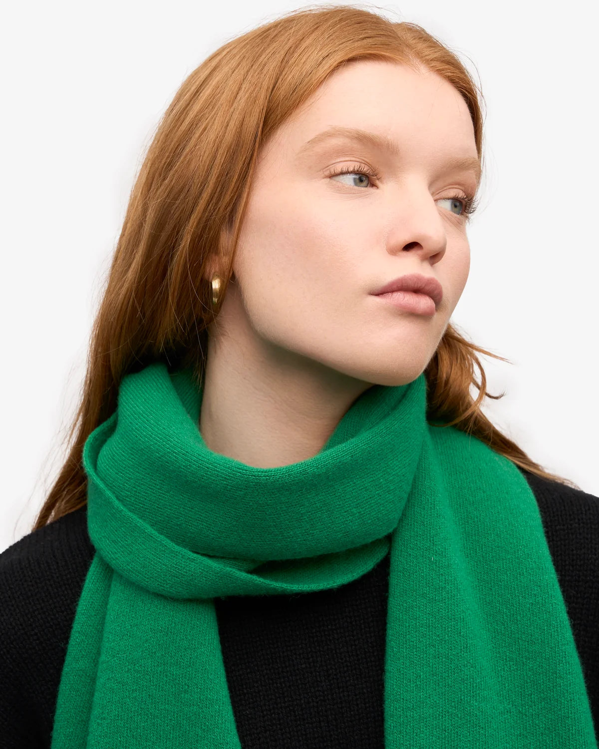 MERINO WOOL SCARF, KELLY GREEN