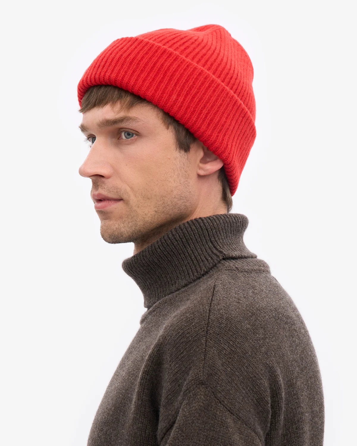 MERINO WOOL HAT, RED TNAGERINE