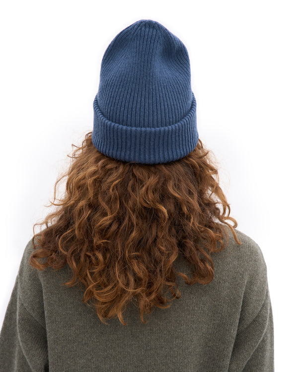 MERINO WOOL HAT, PETROL BLUE