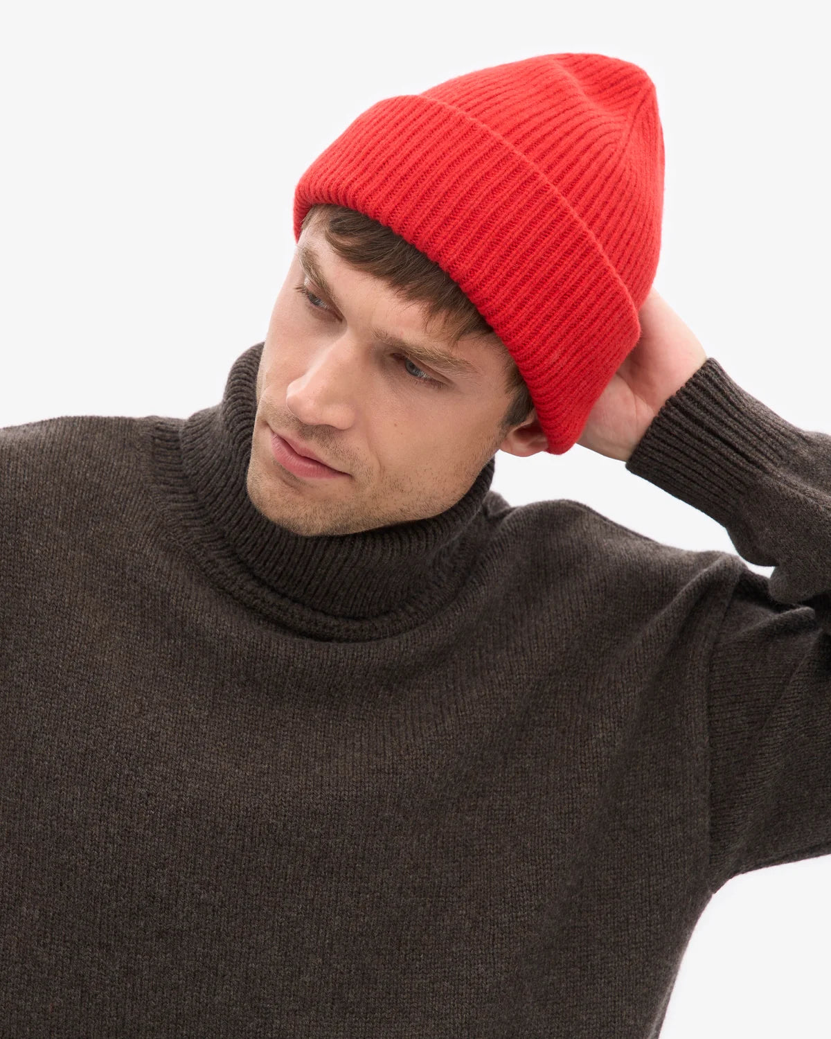 MERINO WOOL HAT, RED TNAGERINE