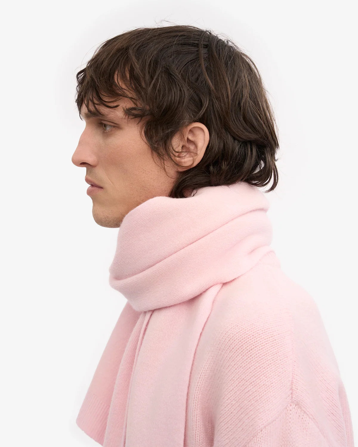 MERINO WOOL SCARF, FADED PINK