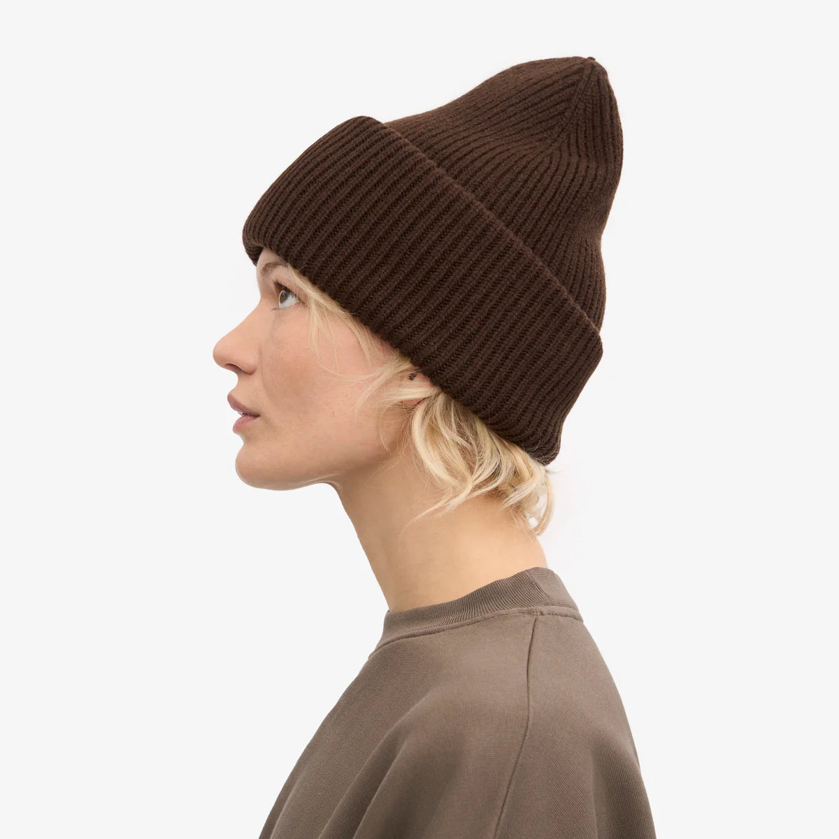 MERINO WOOL HAT, COFFEE BROWN