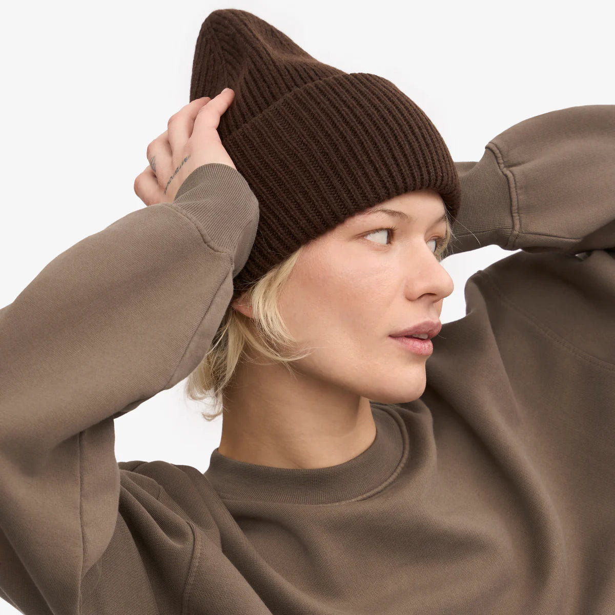 MERINO WOOL HAT, COFFEE BROWN