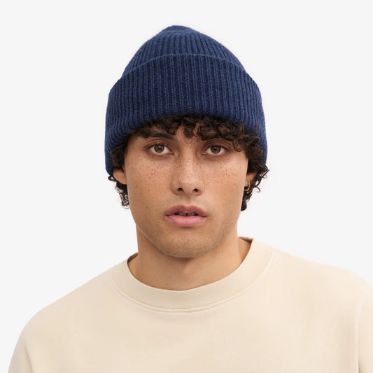 MERINO WOOL HAT, MARINE BLUE