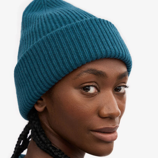 MERINO WOOL HAT, OCEAN GREEN