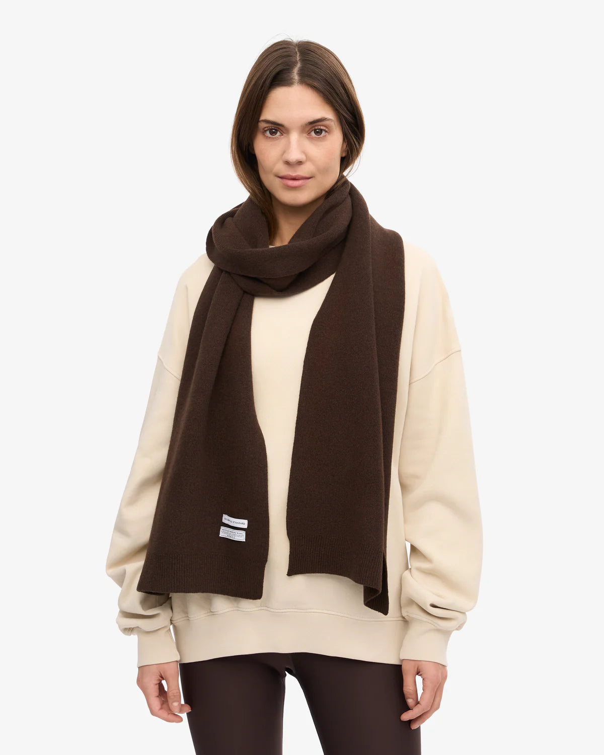 MERINO WOOL SCARF, COFFEE BROWN