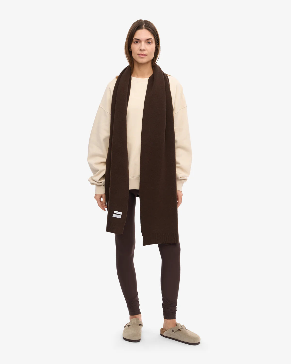 MERINO WOOL SCARF, COFFEE BROWN