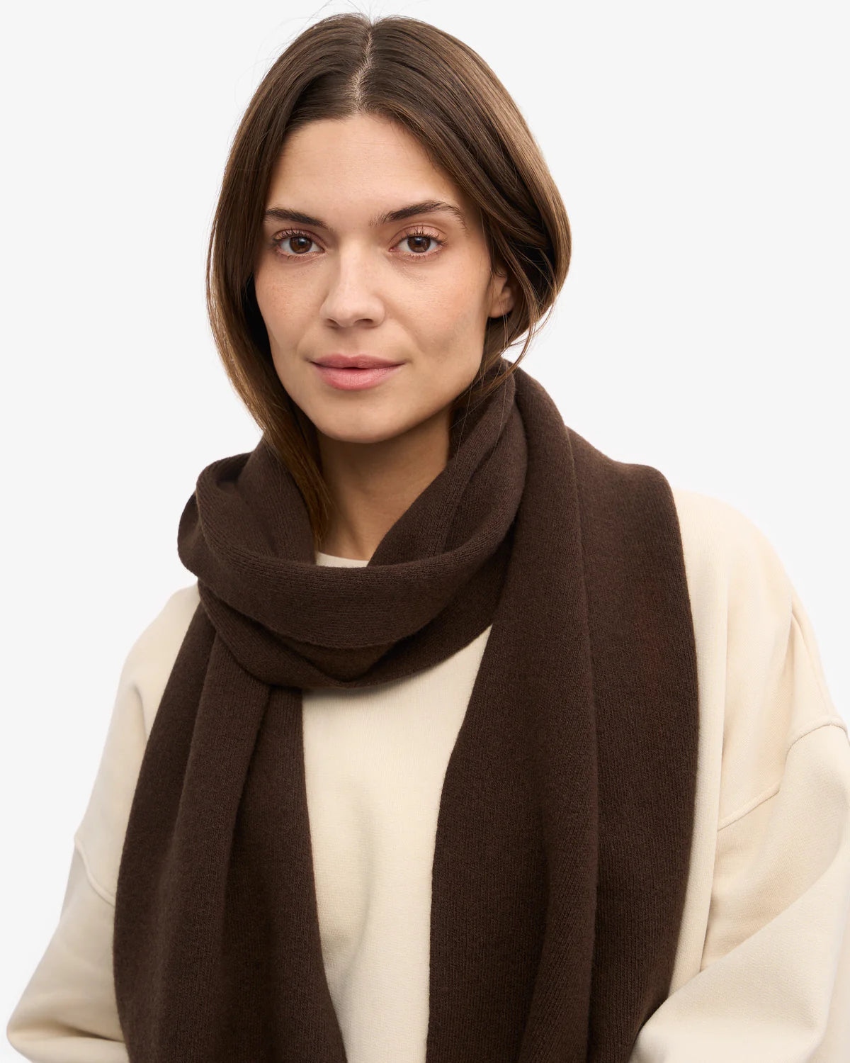 MERINO WOOL SCARF, COFFEE BROWN