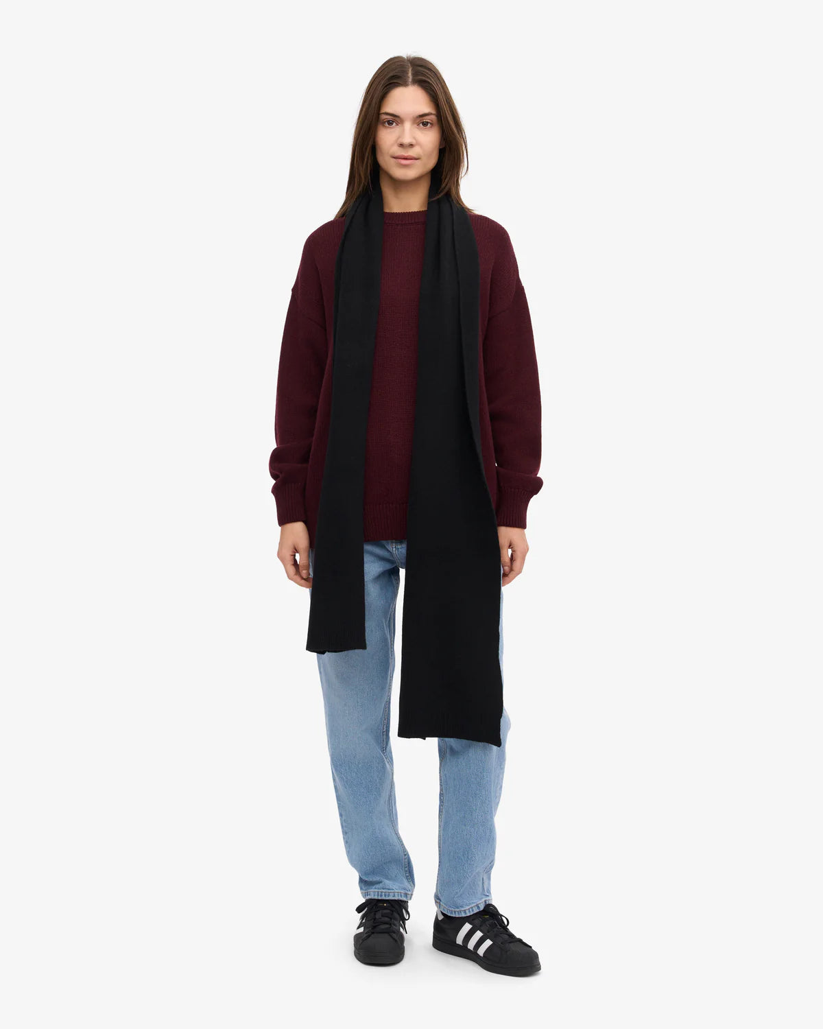 MERINO WOOL SCARF, DEEP  BLACK