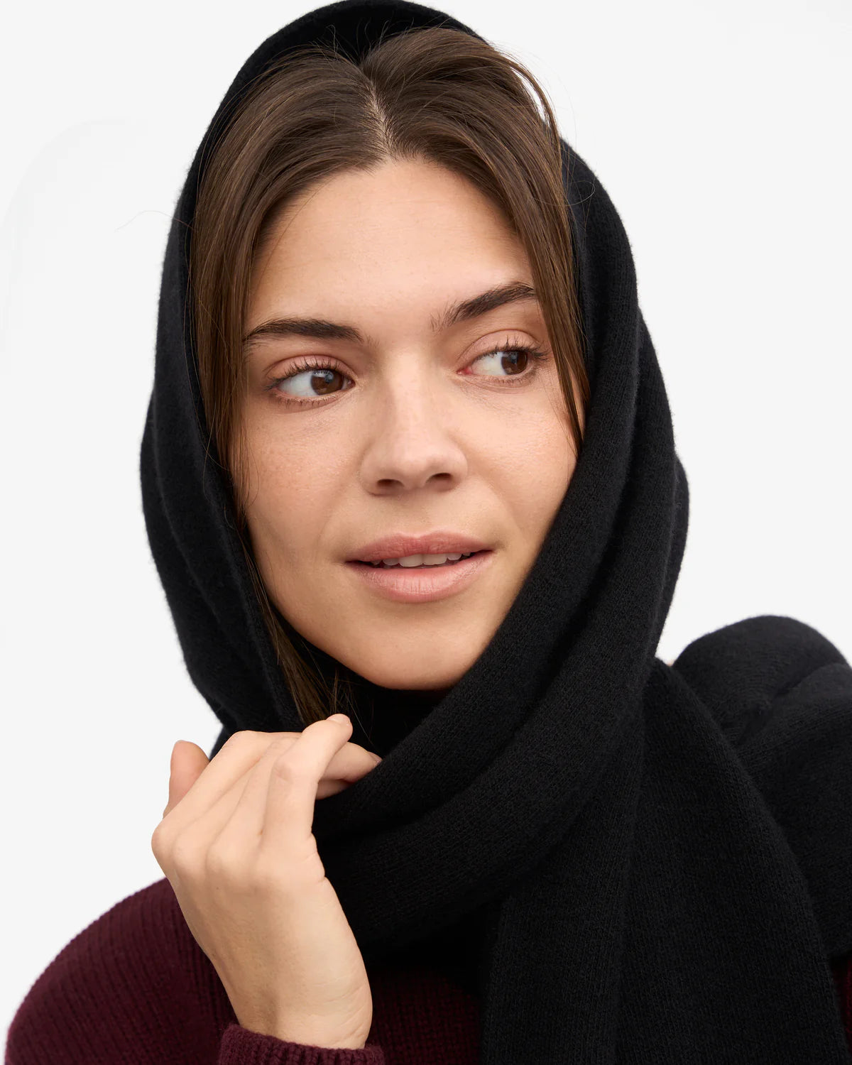 MERINO WOOL SCARF, DEEP  BLACK