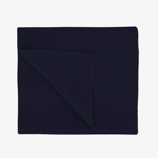 MERINO WOOL SCARF, NAVY BLUE