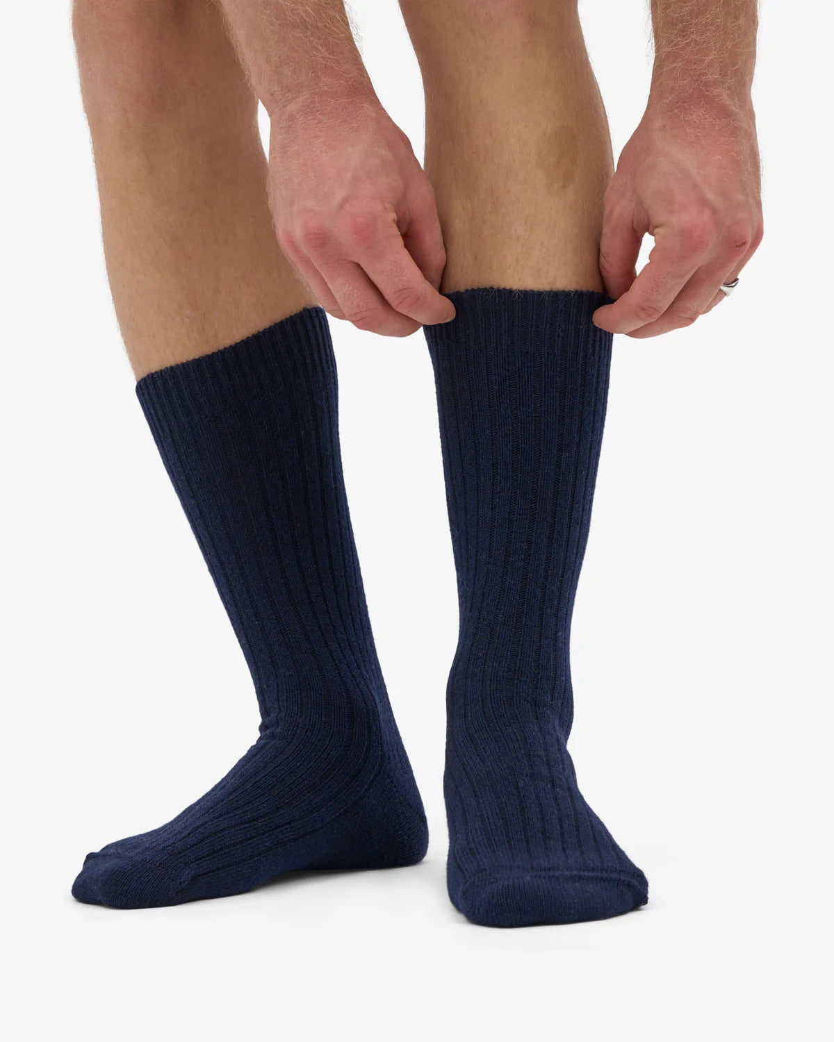 MERINO WOOL BLEND SOCK, NAVY BLUE