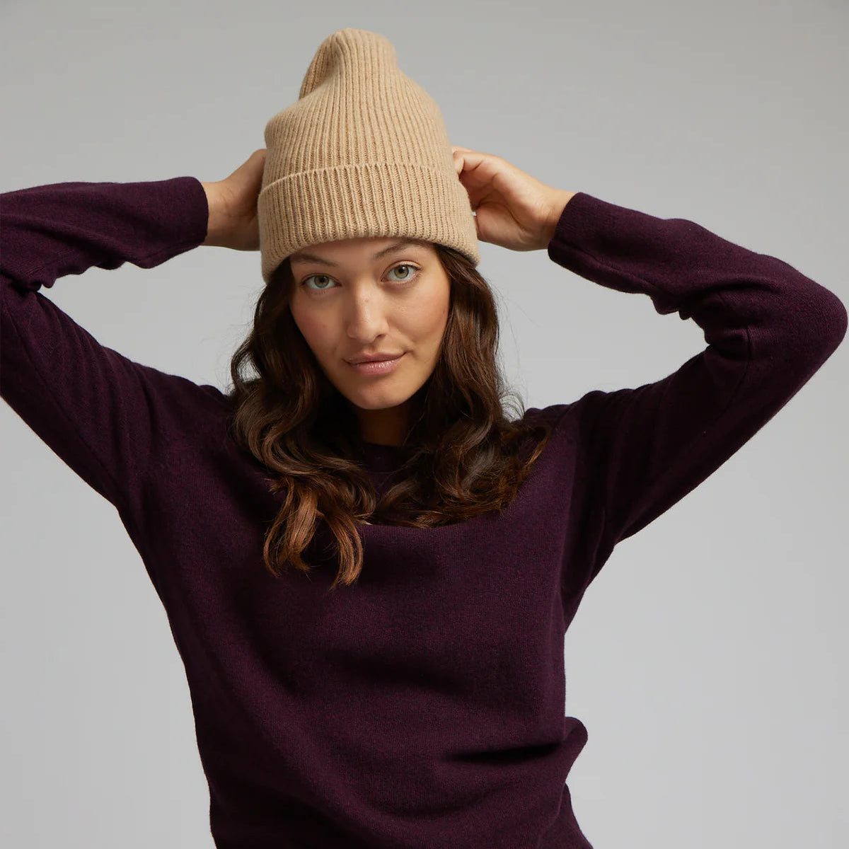 MERINO WOOL HAT, HONEY BEIGE