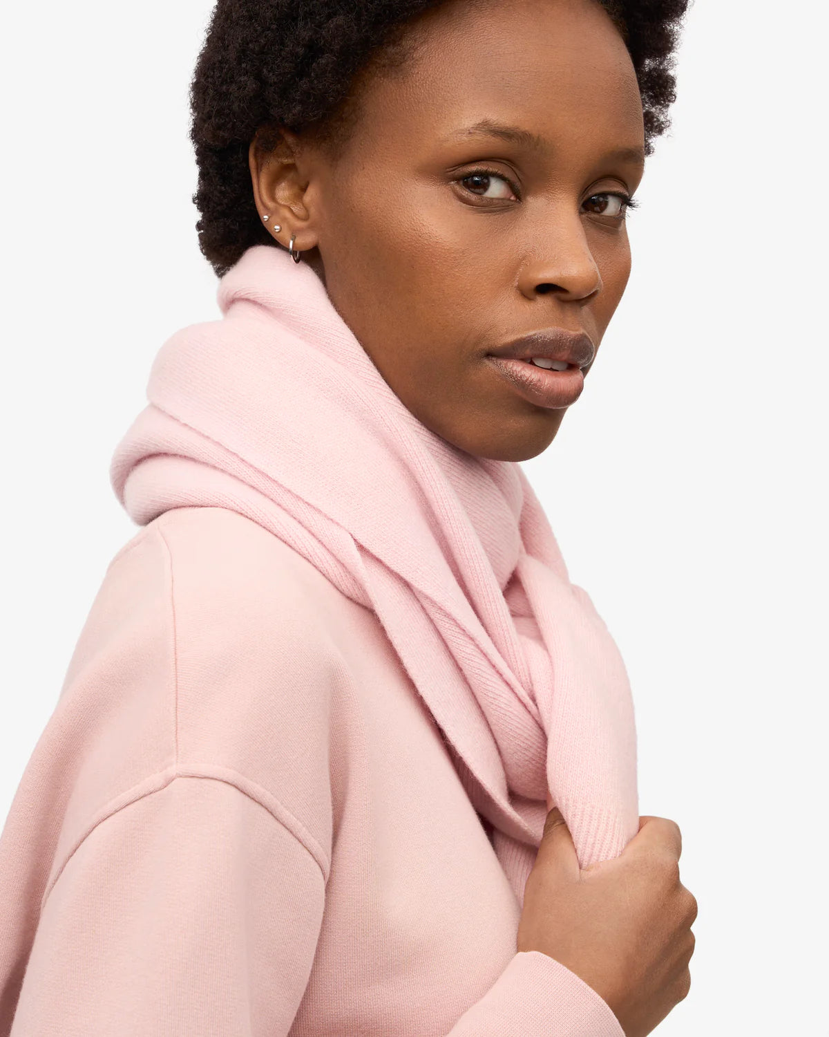 MERINO WOOL SCARF, FADED PINK