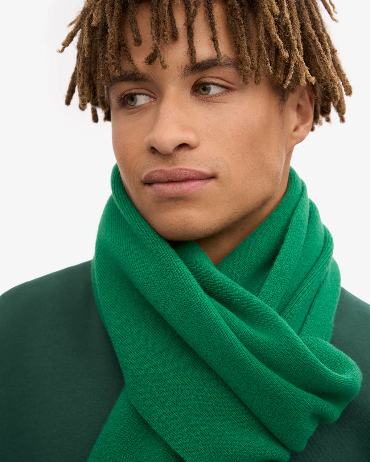 MERINO WOOL SCARF, KELLY GREEN