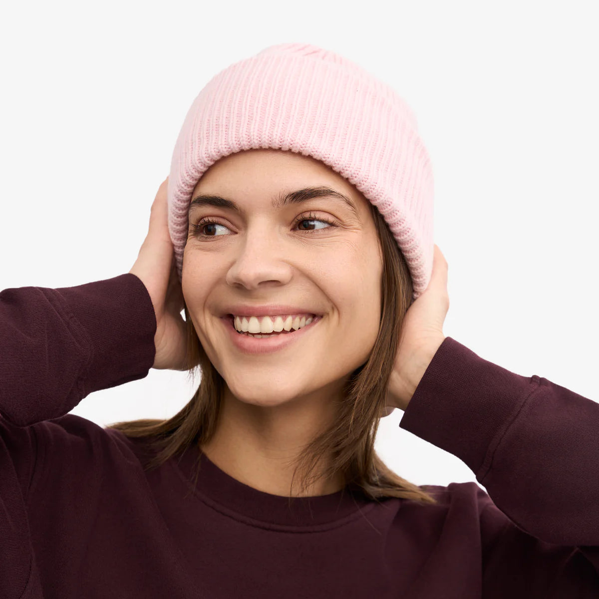 MERINO WOOL HAT, FADED PINK