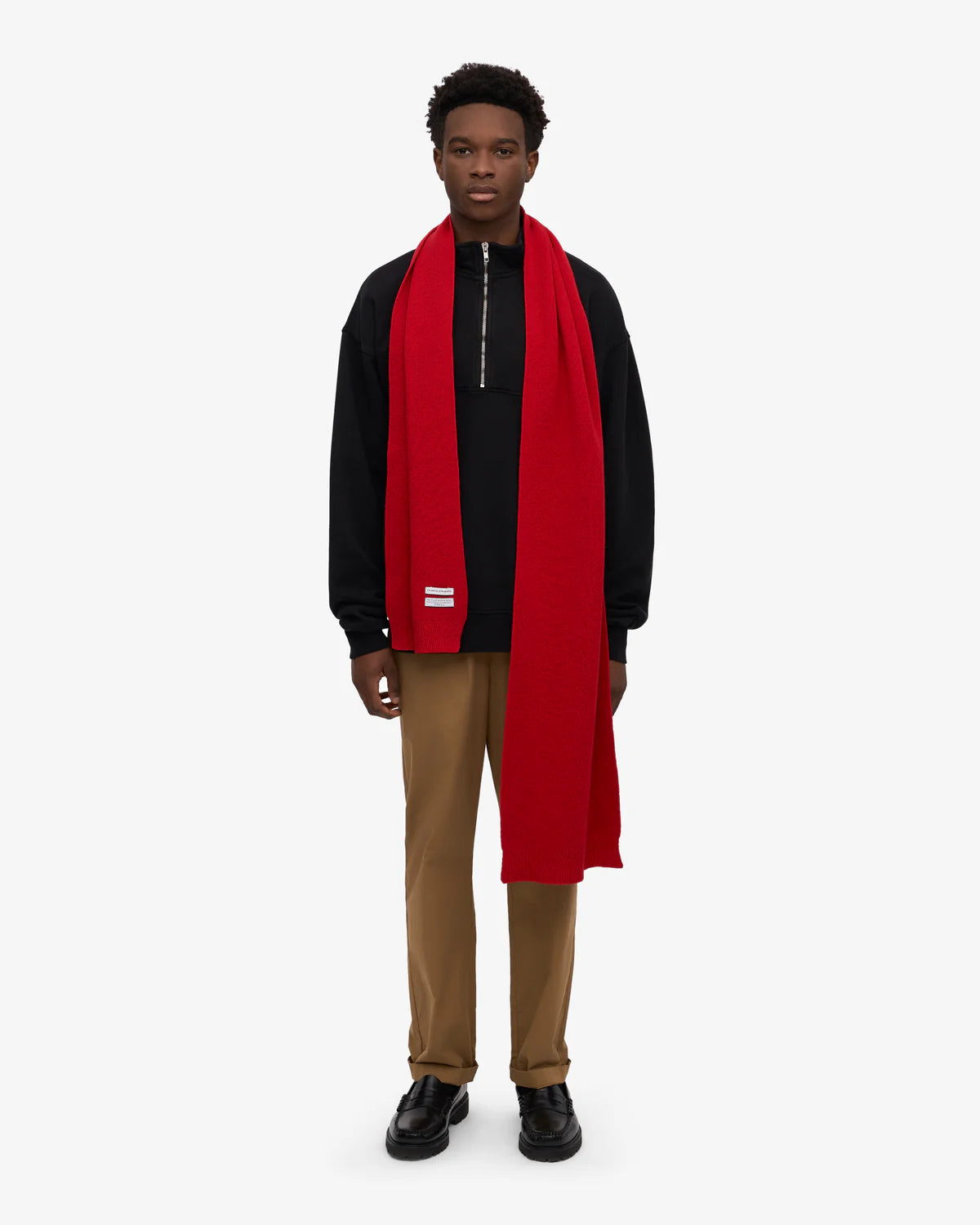 MERINO WOOL SCARF, SCARLET RED