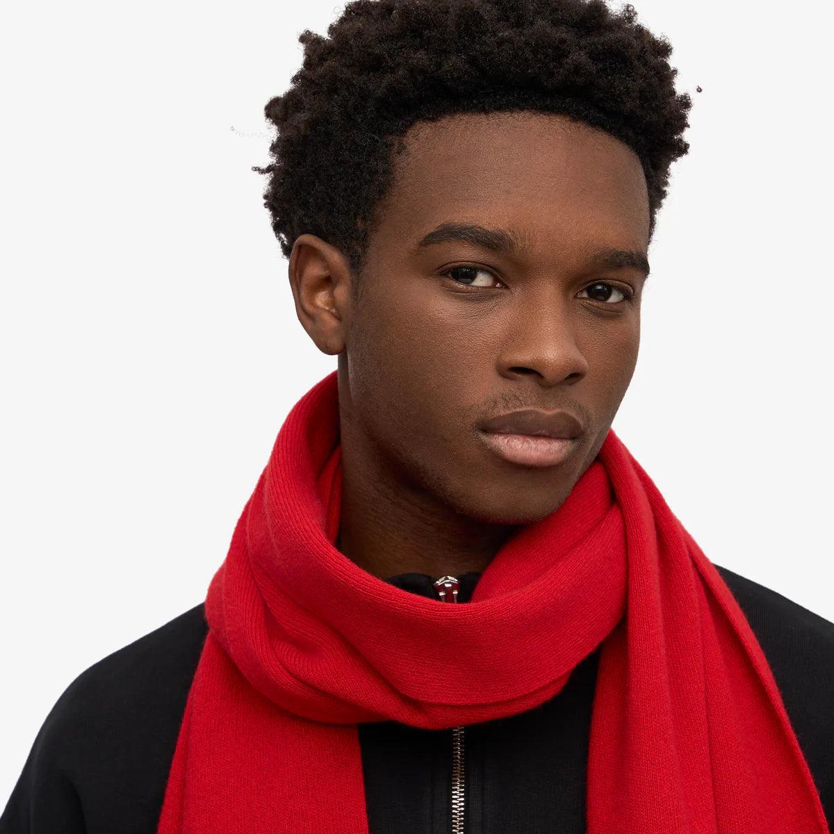 MERINO WOOL SCARF, SCARLET RED