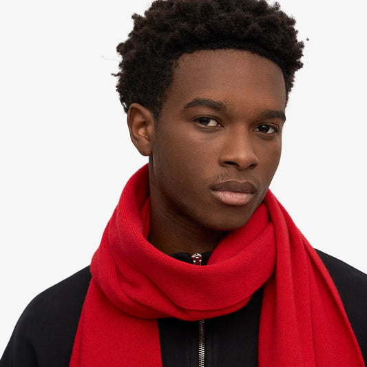 MERINO WOOL SCARF, SCARLET RED