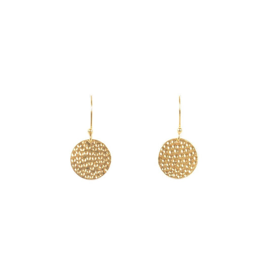EARRINGS HAMMERED DISK, GOLD