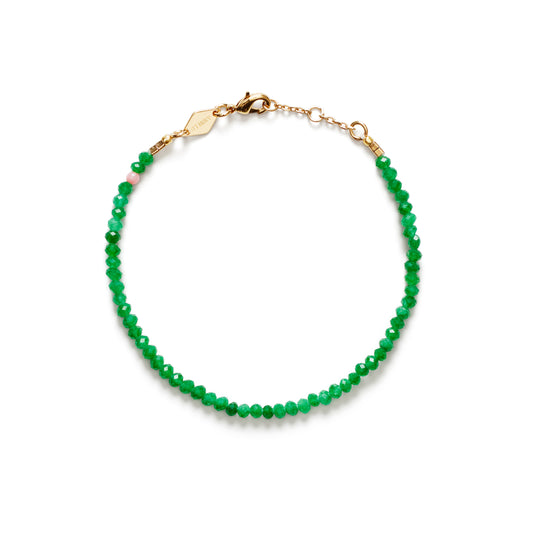 TAN LINE BRACLET GREEN JADE