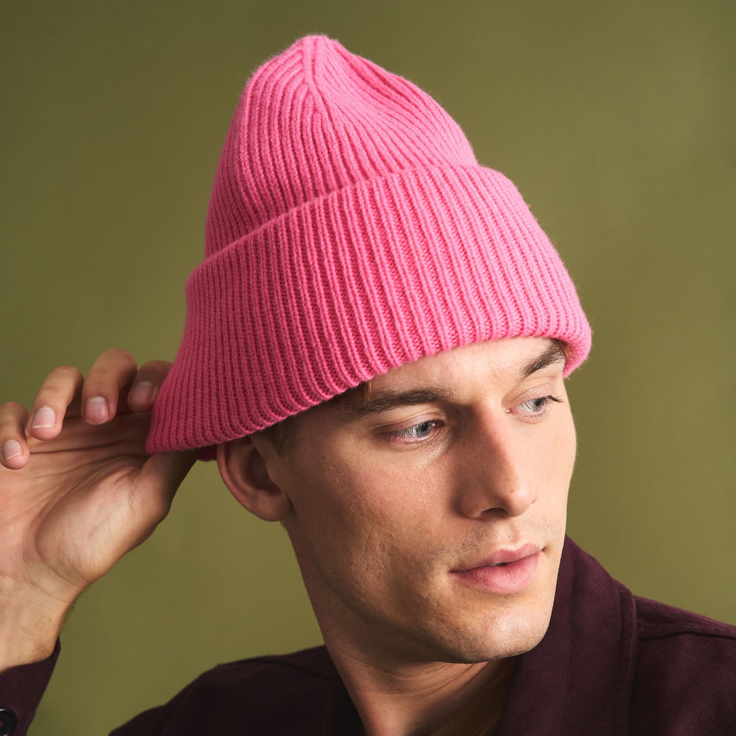 MERINO WOOL HAT, BUBBLEGUM