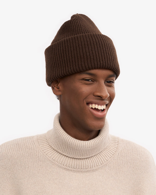 MERINO WOOL HAT, COFFEE BROWN