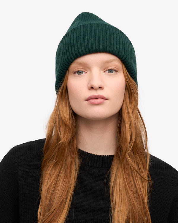 MERINO WOOL HAT, EMERALD GREEN