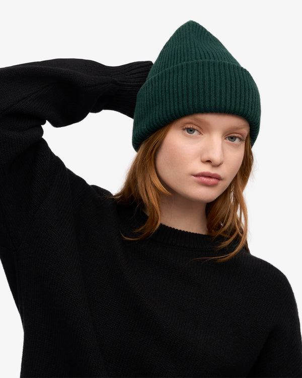MERINO WOOL HAT, EMERALD GREEN