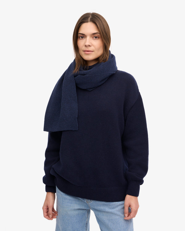 MERINO WOOL SCARF, MARINE BLUE