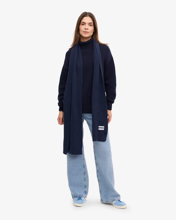 MERINO WOOL SCARF, MARINE BLUE