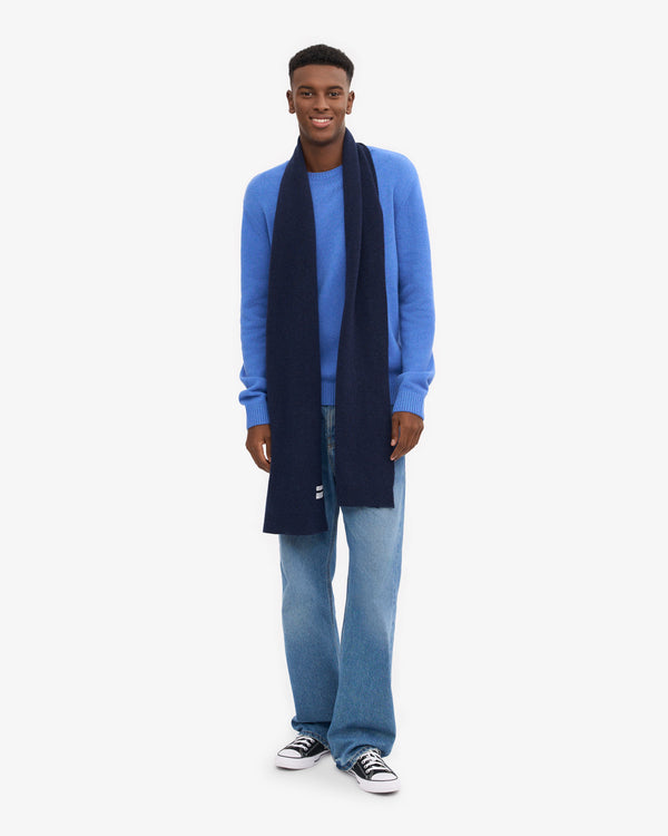 MERINO WOOL SCARF, MARINE BLUE