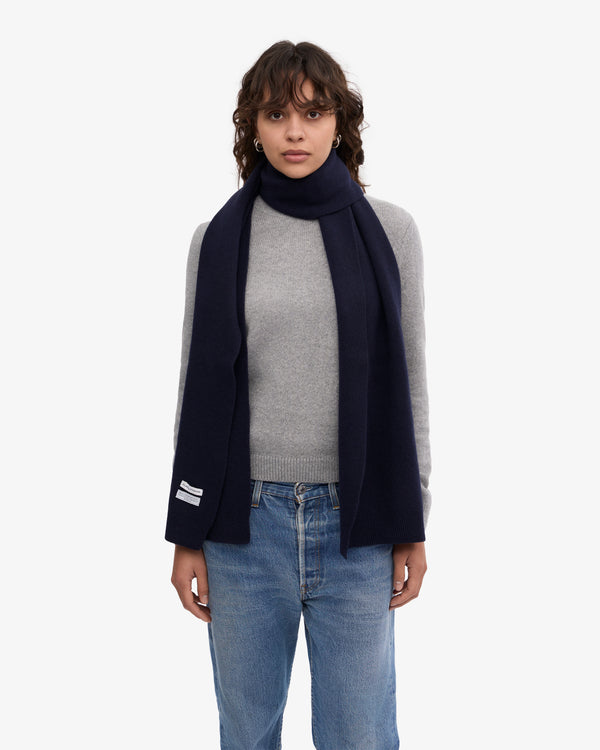 MERINO WOOL SCARF, NAVY BLUE